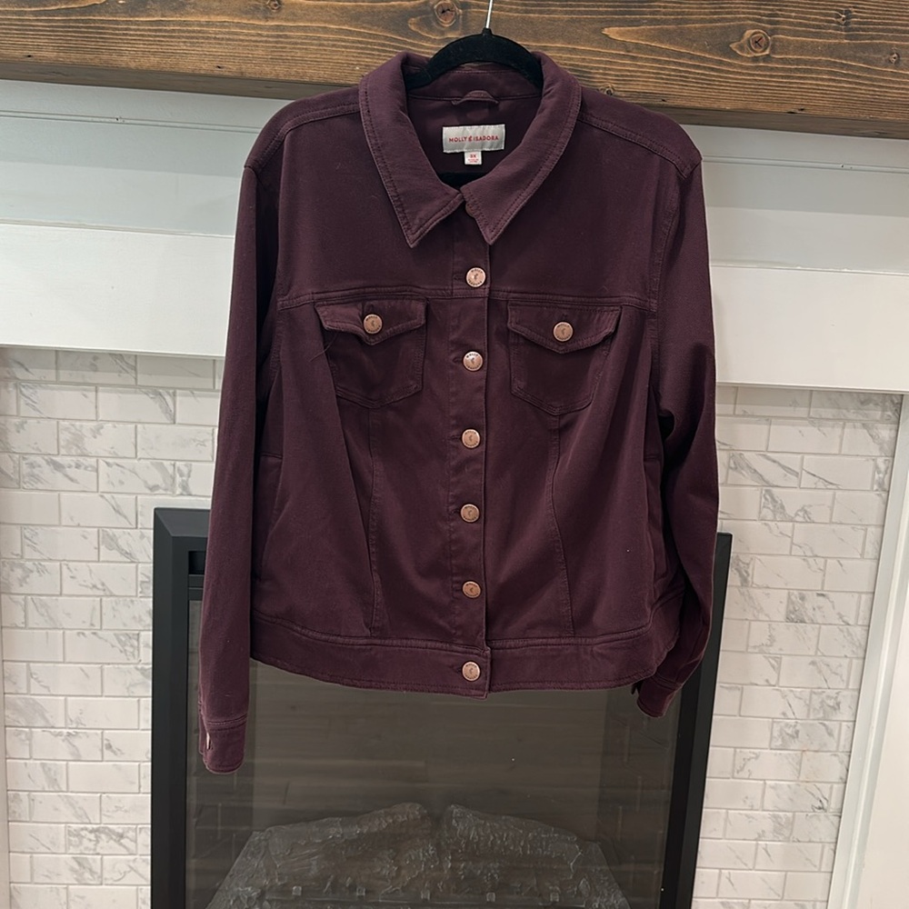 Molly & isadora plum purple button up collar jacket 2 for $20